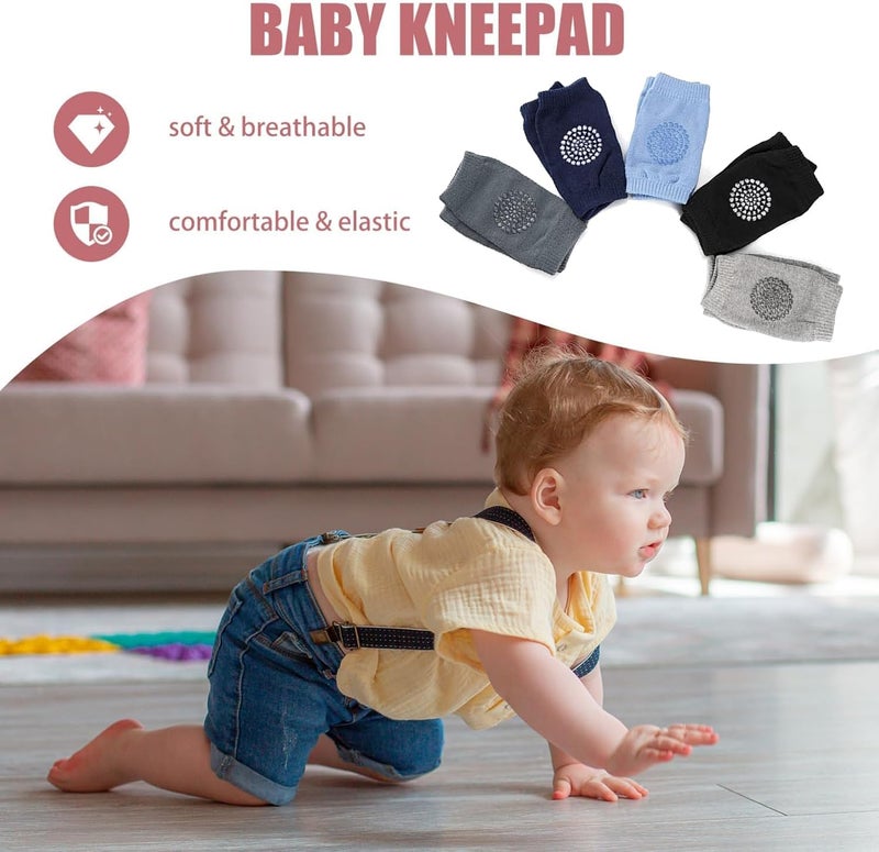 Suny Smiling 5 Pairs Toddler Knee Pads, Crawling Baby Essentials, Anti-Slip Cushion for Crawling and Walking, Soft Breathable Protection Toddler Knee Pads Gift Idea for Baby - Image 3
